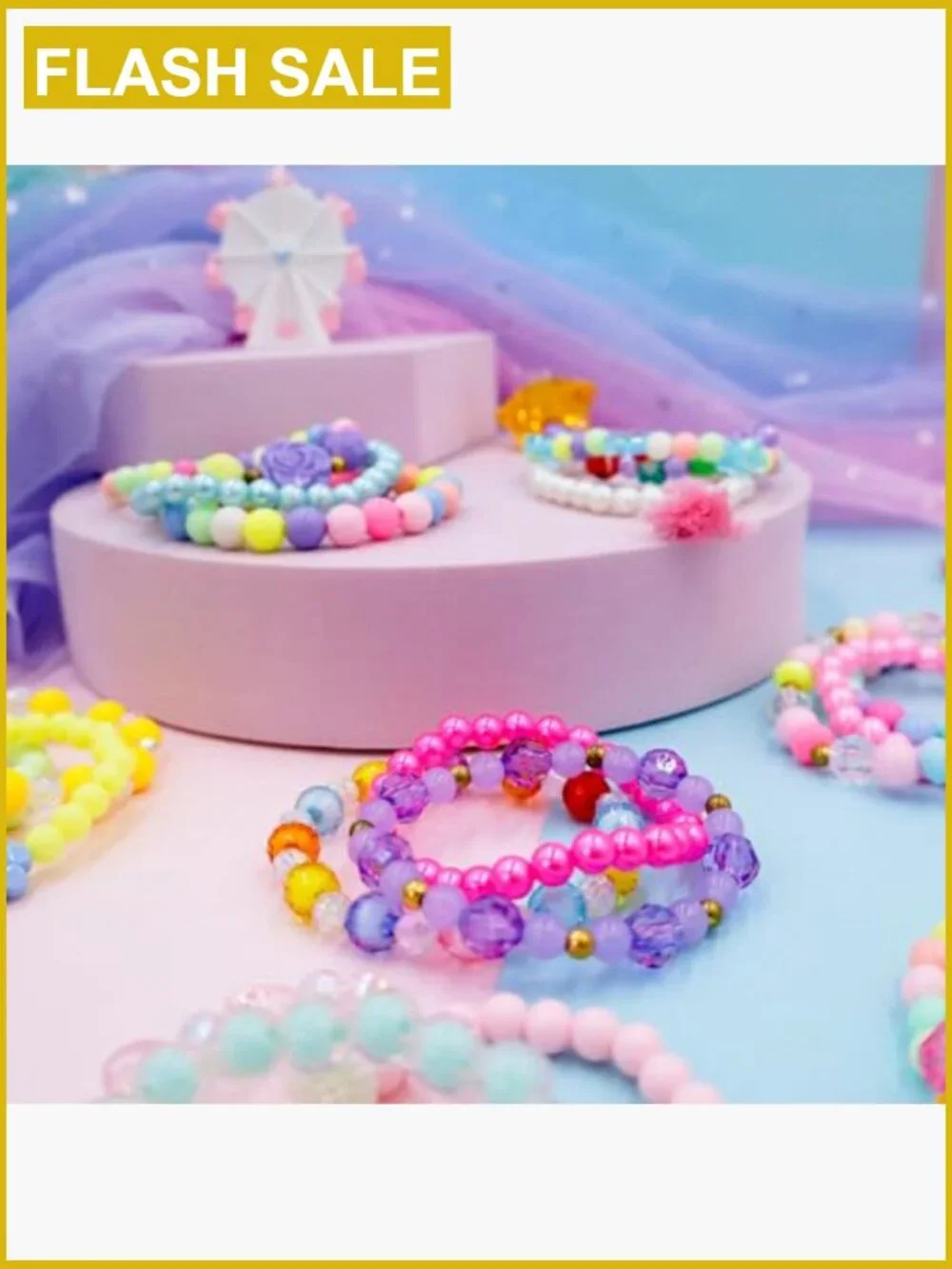 36 Piece Kids Bracelet Set - Acrylic & Resin Handmade Jewelry for Dress Up
